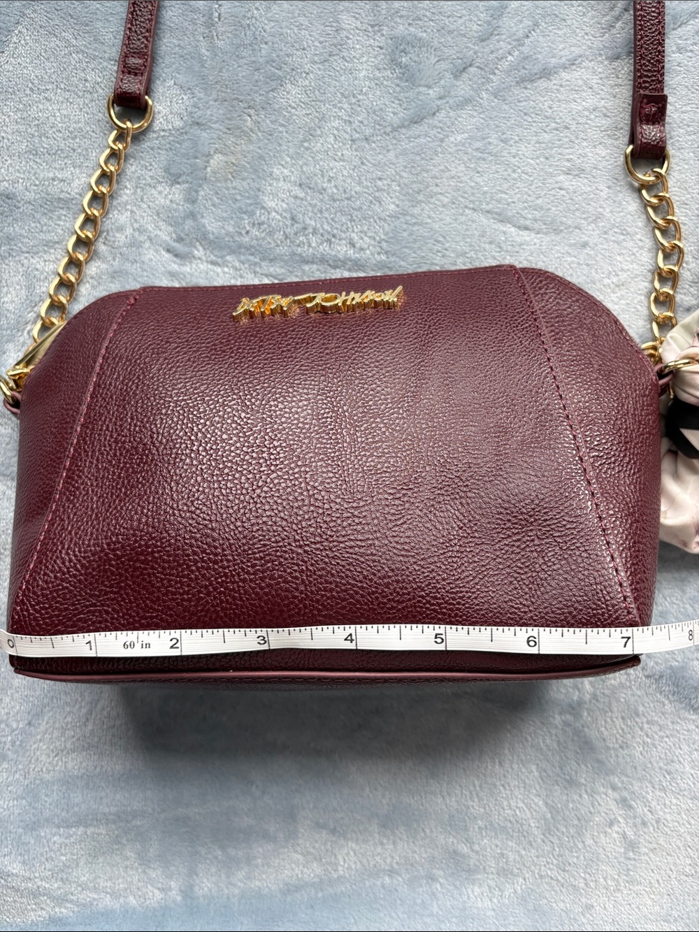 Betsey Johnson Wine Red Crossbody with Floral Scarf Accent - Picture 13 of 16